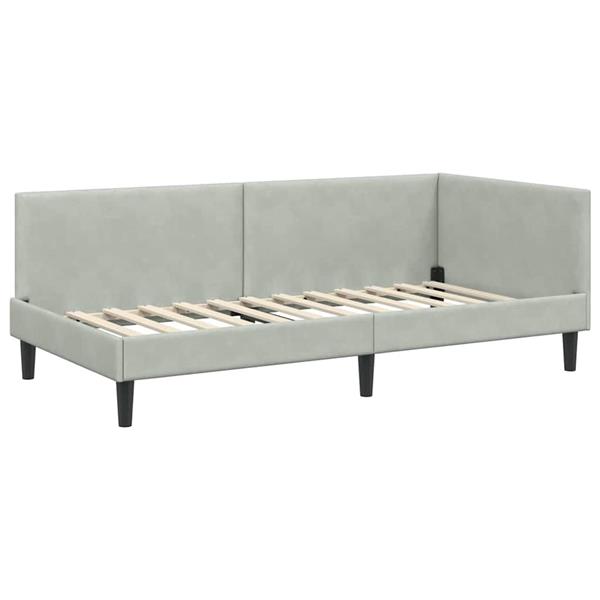 Grote foto vidaxl hoekbedframe lichtgrijs 100 x 200 cm fluweel en engineered hout antiek en kunst stoelen en banken