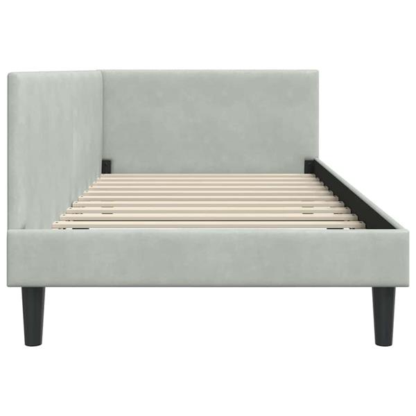 Grote foto vidaxl hoekbedframe lichtgrijs 100 x 200 cm fluweel en engineered hout antiek en kunst stoelen en banken