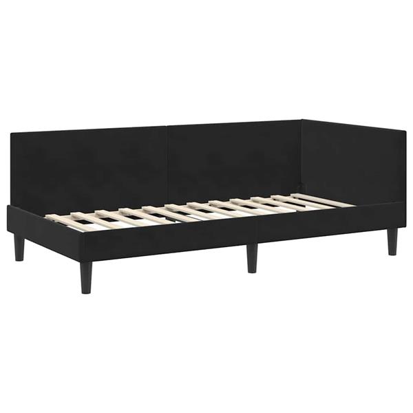 Grote foto vidaxl hoekbedframe zwart 100 x 200 cm fluweel en engineered hout antiek en kunst stoelen en banken