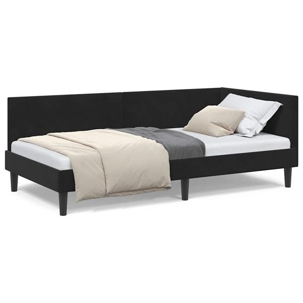 Grote foto vidaxl hoekbedframe zwart 100 x 200 cm fluweel en engineered hout antiek en kunst stoelen en banken