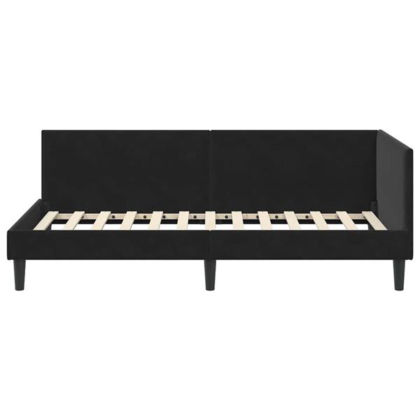 Grote foto vidaxl hoekbedframe zwart 100 x 200 cm fluweel en engineered hout antiek en kunst stoelen en banken