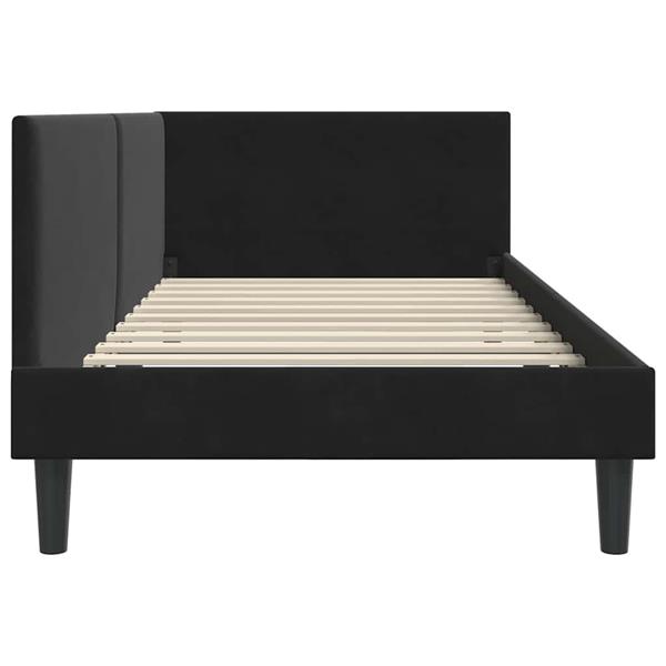 Grote foto vidaxl hoekbedframe zwart 100 x 200 cm fluweel en engineered hout antiek en kunst stoelen en banken