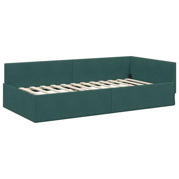 Grote foto vidaxl hoekbedframe donkergroen 90 x 200 cm fluweel en engineered hout antiek en kunst stoelen en banken