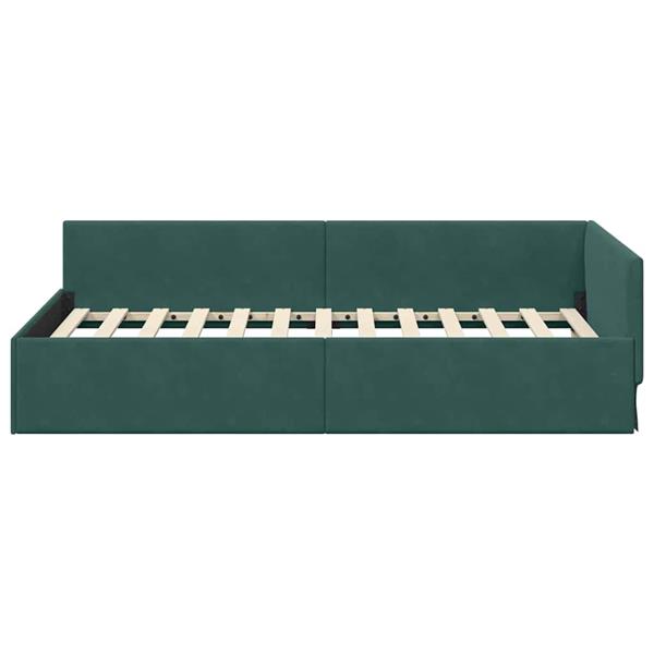 Grote foto vidaxl hoekbedframe donkergroen 90 x 200 cm fluweel en engineered hout antiek en kunst stoelen en banken