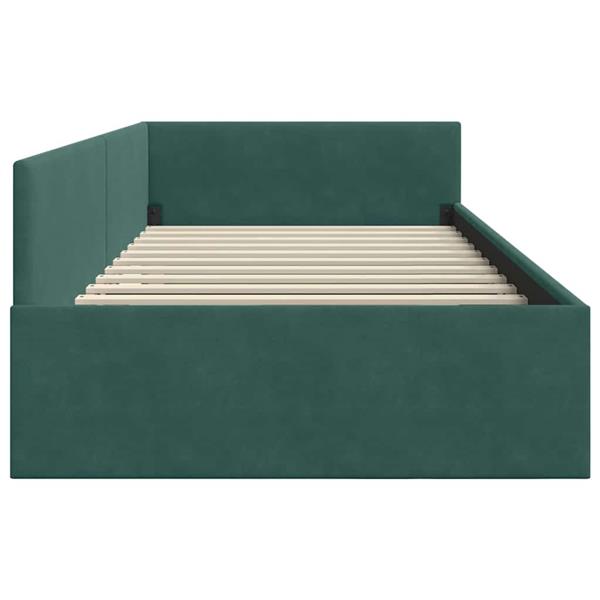 Grote foto vidaxl hoekbedframe donkergroen 90 x 200 cm fluweel en engineered hout antiek en kunst stoelen en banken