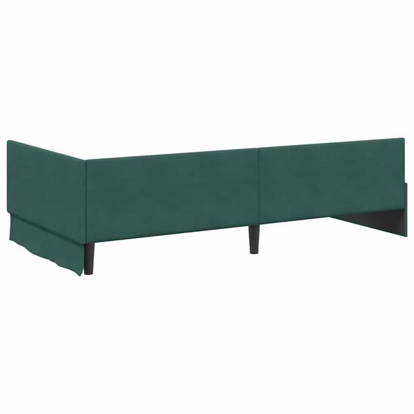 Grote foto vidaxl hoekbedframe donkergroen 90 x 200 cm fluweel en engineered hout antiek en kunst stoelen en banken