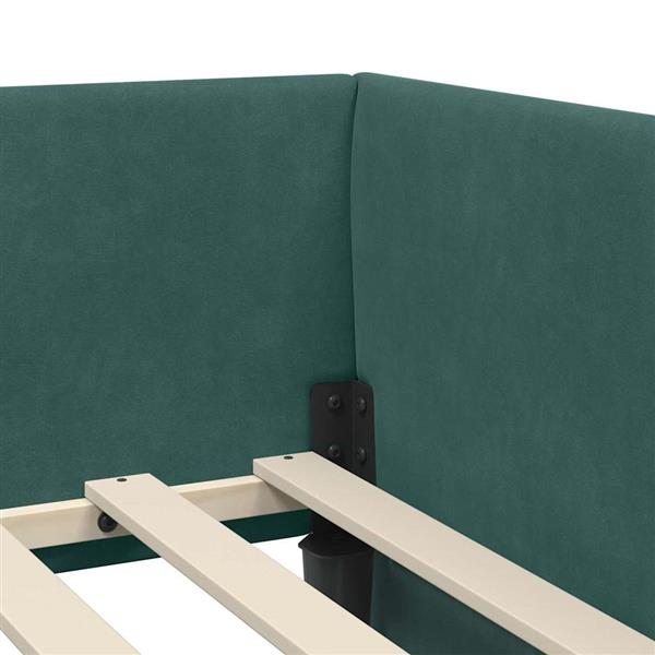 Grote foto vidaxl hoekbedframe donkergroen 90 x 200 cm fluweel en engineered hout antiek en kunst stoelen en banken