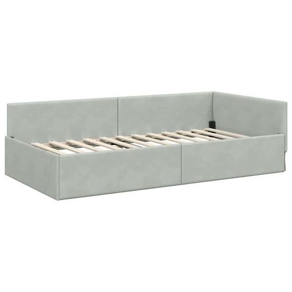 Grote foto vidaxl hoekbedframe lichtgrijs 90 x 200 cm fluweel en engineered hout antiek en kunst stoelen en banken