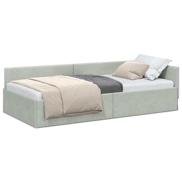 Grote foto vidaxl hoekbedframe lichtgrijs 90 x 200 cm fluweel en engineered hout antiek en kunst stoelen en banken