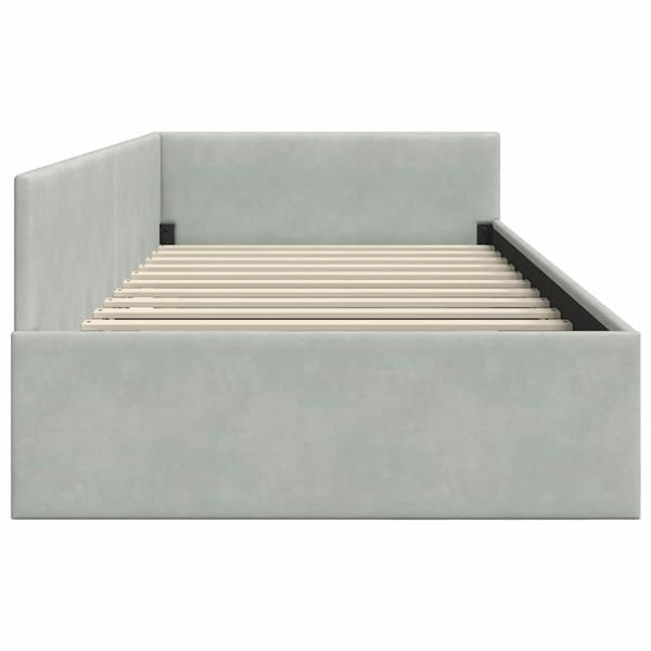 Grote foto vidaxl hoekbedframe lichtgrijs 90 x 200 cm fluweel en engineered hout antiek en kunst stoelen en banken