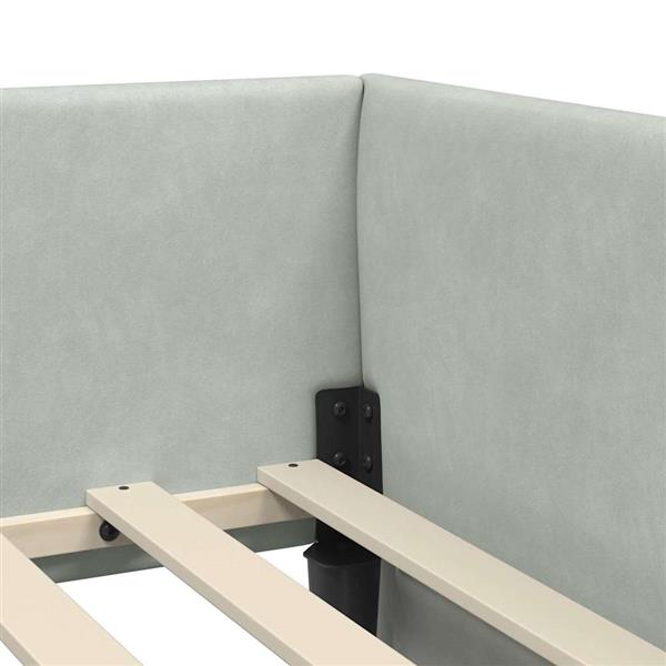 Grote foto vidaxl hoekbedframe lichtgrijs 90 x 200 cm fluweel en engineered hout antiek en kunst stoelen en banken