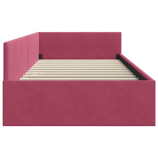 Grote foto vidaxl hoekbedframe wijnrood 90 x 190 cm fluweel en engineered hout antiek en kunst stoelen en banken