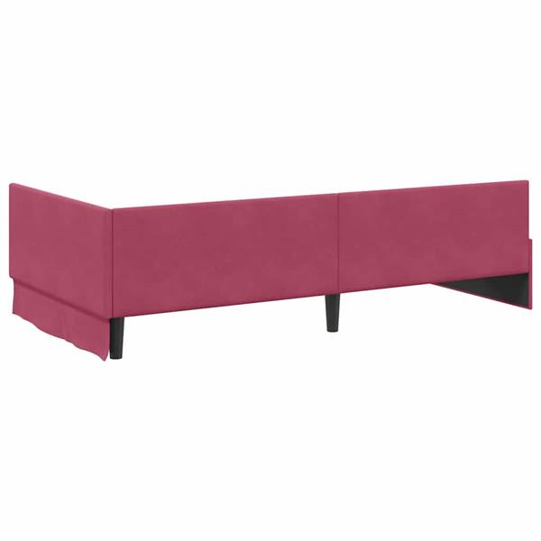 Grote foto vidaxl hoekbedframe wijnrood 90 x 190 cm fluweel en engineered hout antiek en kunst stoelen en banken