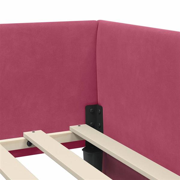 Grote foto vidaxl hoekbedframe wijnrood 90 x 190 cm fluweel en engineered hout antiek en kunst stoelen en banken