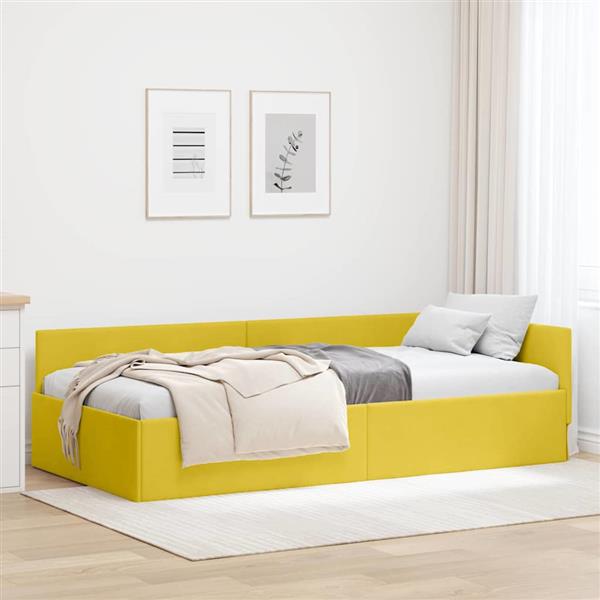 Grote foto vidaxl hoekbedframe anders geel 90 x 190 cm fluweel en engineered hout antiek en kunst stoelen en banken