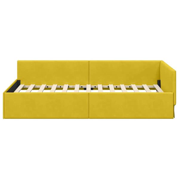 Grote foto vidaxl hoekbedframe anders geel 90 x 190 cm fluweel en engineered hout antiek en kunst stoelen en banken