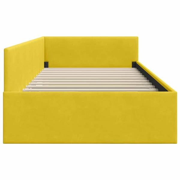 Grote foto vidaxl hoekbedframe anders geel 90 x 190 cm fluweel en engineered hout antiek en kunst stoelen en banken
