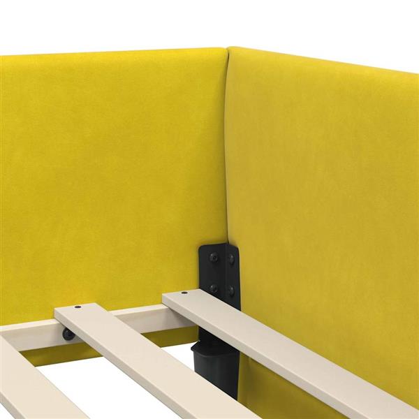 Grote foto vidaxl hoekbedframe anders geel 90 x 190 cm fluweel en engineered hout antiek en kunst stoelen en banken