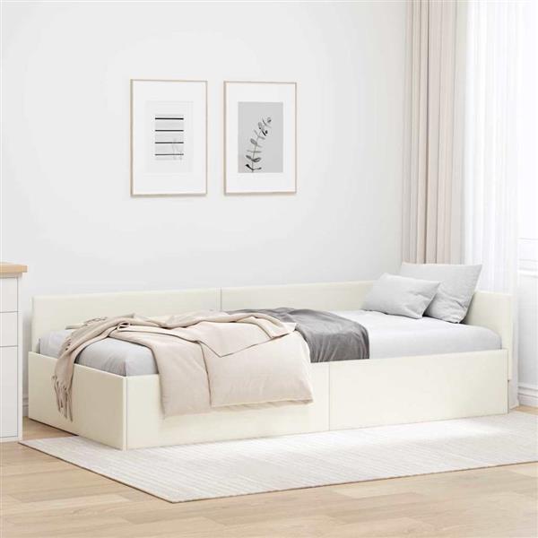 Grote foto vidaxl hoekbedframe cr me 80 x 200 cm fluweel en engineered hout antiek en kunst stoelen en banken