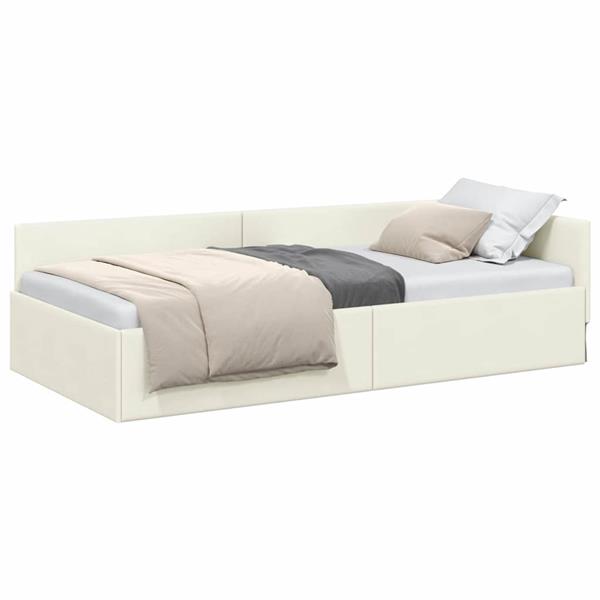 Grote foto vidaxl hoekbedframe cr me 80 x 200 cm fluweel en engineered hout antiek en kunst stoelen en banken