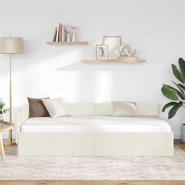 Grote foto vidaxl hoekbedframe cr me 80 x 200 cm fluweel en engineered hout antiek en kunst stoelen en banken