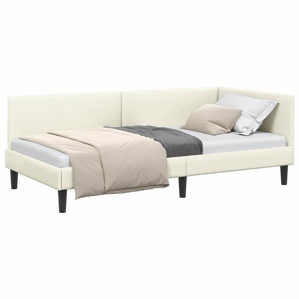 Grote foto vidaxl hoekbedframe cr me 90 x 200 cm fluweel en engineered hout antiek en kunst stoelen en banken