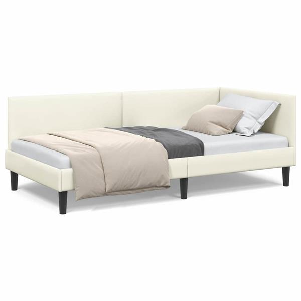 Grote foto vidaxl hoekbedframe cr me 90 x 200 cm fluweel en engineered hout antiek en kunst stoelen en banken