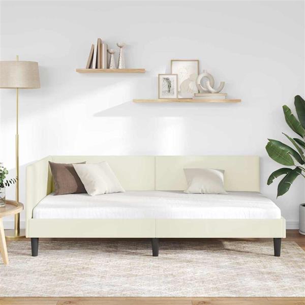 Grote foto vidaxl hoekbedframe cr me 90 x 200 cm fluweel en engineered hout antiek en kunst stoelen en banken