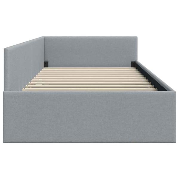 Grote foto vidaxl hoekbedframe met hoofdeinde lichtgrijs 100 x 200 cm antiek en kunst stoelen en banken
