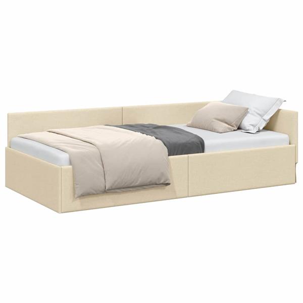 Grote foto vidaxl hoekbedframe cr me 90 x 200 cm stof en ge mproviseerd hout antiek en kunst stoelen en banken