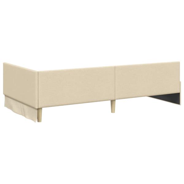 Grote foto vidaxl hoekbedframe cr me 90 x 200 cm stof en ge mproviseerd hout antiek en kunst stoelen en banken