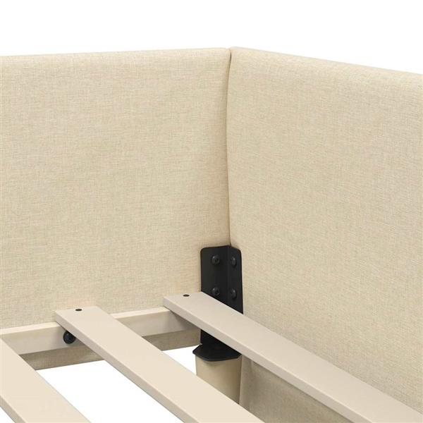 Grote foto vidaxl hoekbedframe cr me 90 x 200 cm stof en ge mproviseerd hout antiek en kunst stoelen en banken