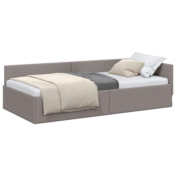 Grote foto vidaxl hoekbedframe taupe 90 x 200 cm stof en ge mproviseerd hout antiek en kunst stoelen en banken