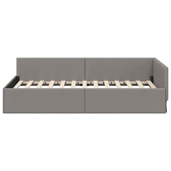 Grote foto vidaxl hoekbedframe taupe 90 x 200 cm stof en ge mproviseerd hout antiek en kunst stoelen en banken