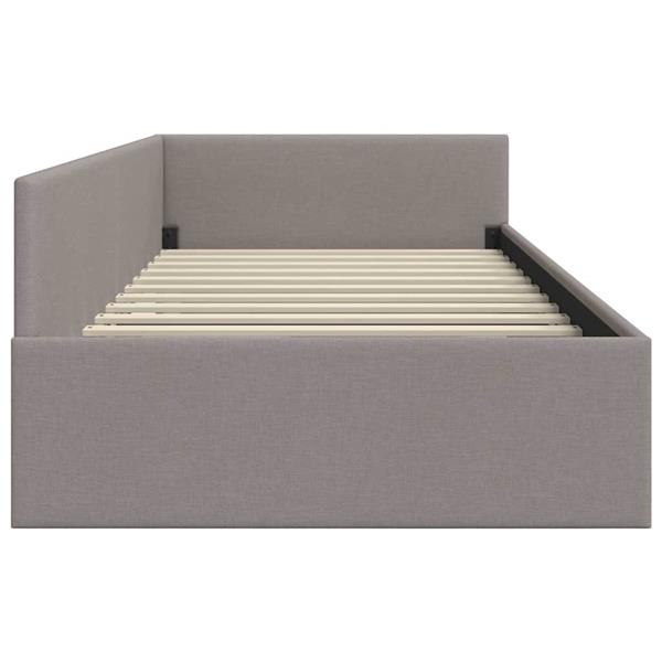 Grote foto vidaxl hoekbedframe taupe 90 x 200 cm stof en ge mproviseerd hout antiek en kunst stoelen en banken