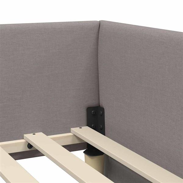 Grote foto vidaxl hoekbedframe taupe 90 x 200 cm stof en ge mproviseerd hout antiek en kunst stoelen en banken