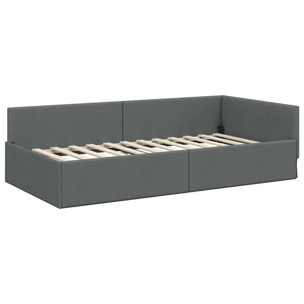Grote foto vidaxl hoekbedframe met hoofdeinde donkergrijs 90 x 200 cm antiek en kunst stoelen en banken