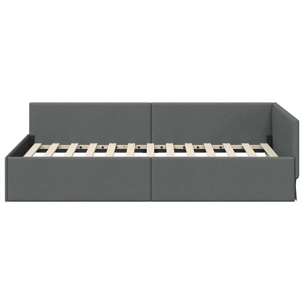 Grote foto vidaxl hoekbedframe met hoofdeinde donkergrijs 90 x 200 cm antiek en kunst stoelen en banken