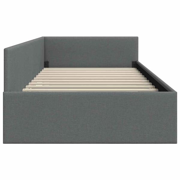 Grote foto vidaxl hoekbedframe met hoofdeinde donkergrijs 90 x 200 cm antiek en kunst stoelen en banken