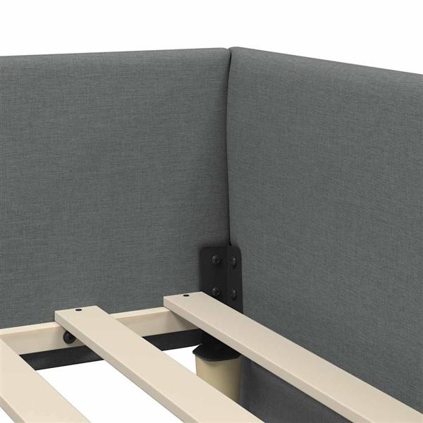 Grote foto vidaxl hoekbedframe met hoofdeinde donkergrijs 90 x 200 cm antiek en kunst stoelen en banken