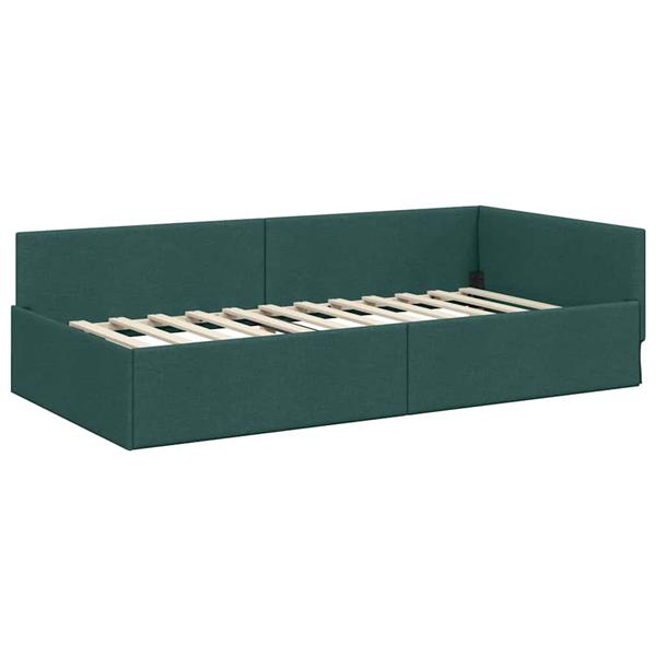 Grote foto vidaxl hoekbedframe met hoofdeinde donkergroen 80 x 200 cm antiek en kunst stoelen en banken