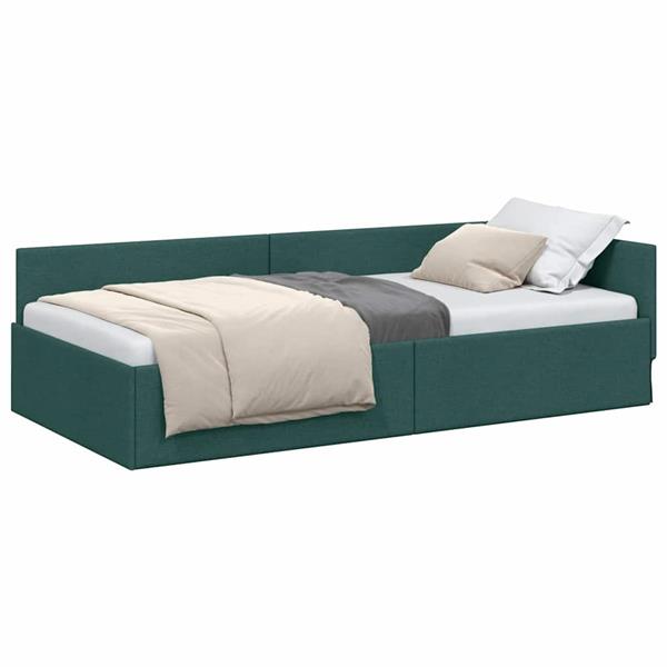 Grote foto vidaxl hoekbedframe met hoofdeinde donkergroen 80 x 200 cm antiek en kunst stoelen en banken