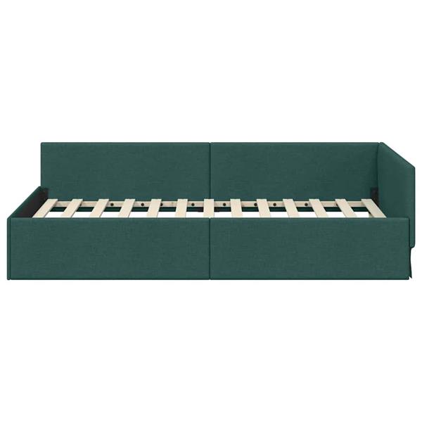 Grote foto vidaxl hoekbedframe met hoofdeinde donkergroen 80 x 200 cm antiek en kunst stoelen en banken