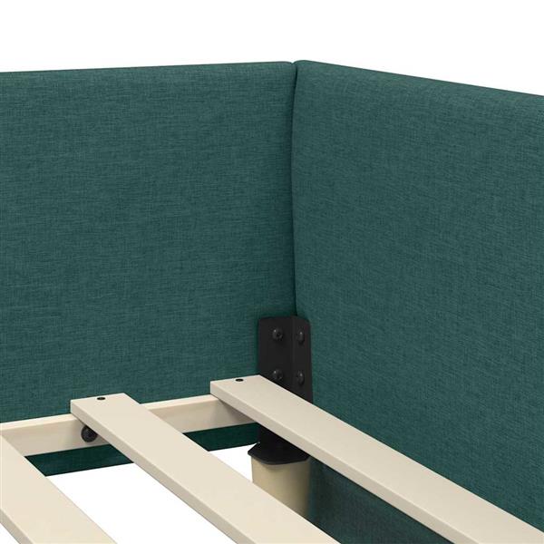 Grote foto vidaxl hoekbedframe met hoofdeinde donkergroen 80 x 200 cm antiek en kunst stoelen en banken