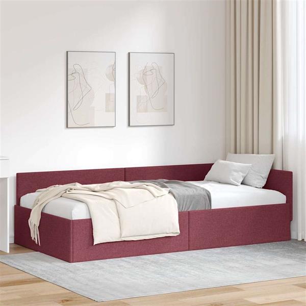 Grote foto vidaxl hoekbedframe wijnrood 80 x 200 cm stof en ge mproviseerd hout antiek en kunst stoelen en banken