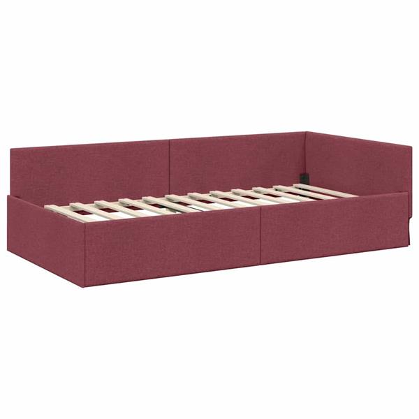 Grote foto vidaxl hoekbedframe wijnrood 80 x 200 cm stof en ge mproviseerd hout antiek en kunst stoelen en banken