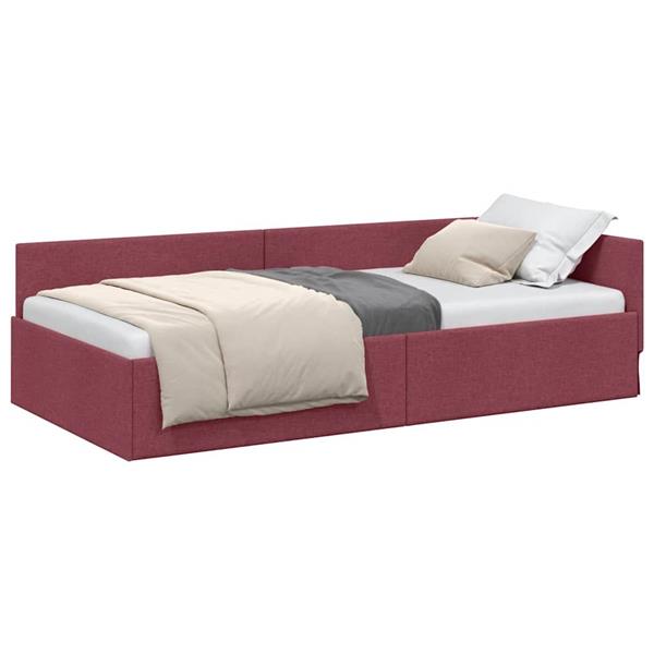 Grote foto vidaxl hoekbedframe wijnrood 80 x 200 cm stof en ge mproviseerd hout antiek en kunst stoelen en banken