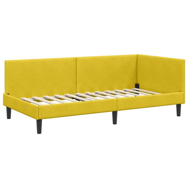 Grote foto vidaxl hoekbedframe anders geel 90 x 190 cm fluweel en engineered hout antiek en kunst stoelen en banken