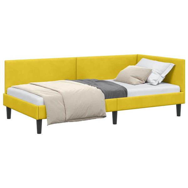 Grote foto vidaxl hoekbedframe anders geel 90 x 190 cm fluweel en engineered hout antiek en kunst stoelen en banken