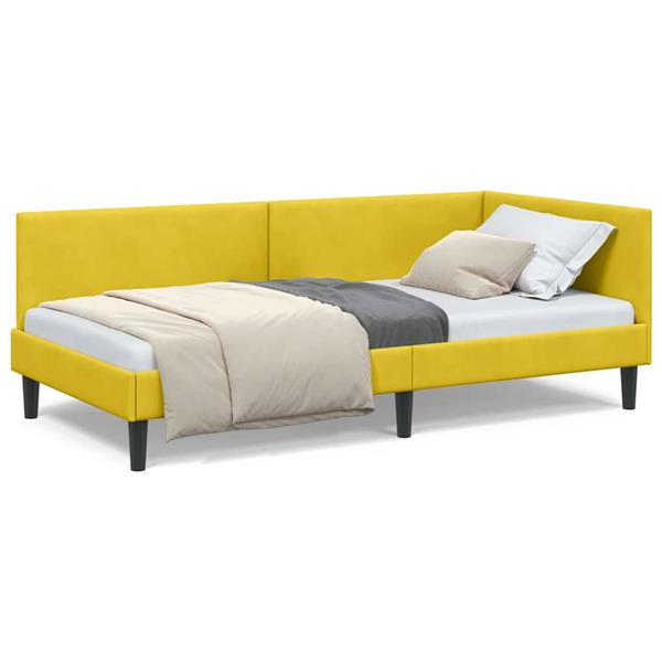 Grote foto vidaxl hoekbedframe anders geel 90 x 190 cm fluweel en engineered hout antiek en kunst stoelen en banken